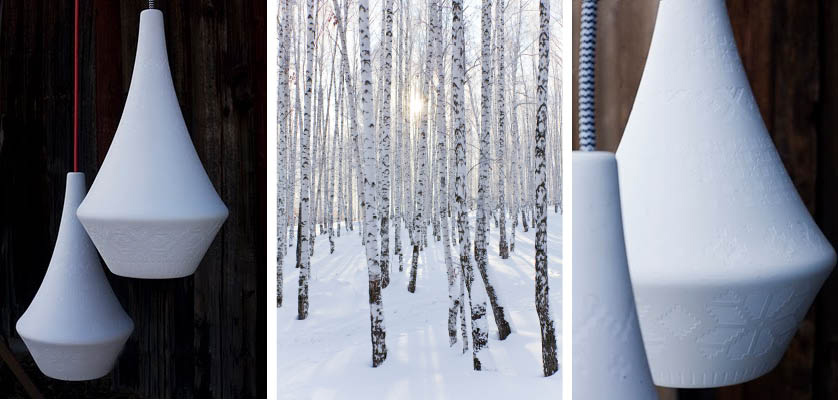 STORY porselenslamper – en historie om norske tradisjoner og levemåter. Om kontrasten mellom den kalde vinteren og varme klær og hjem.